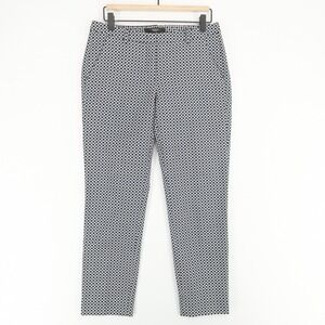 MaxMara Weekend Pants Womens Size 10 Blue White Slim Cigarette Stretch Geometric